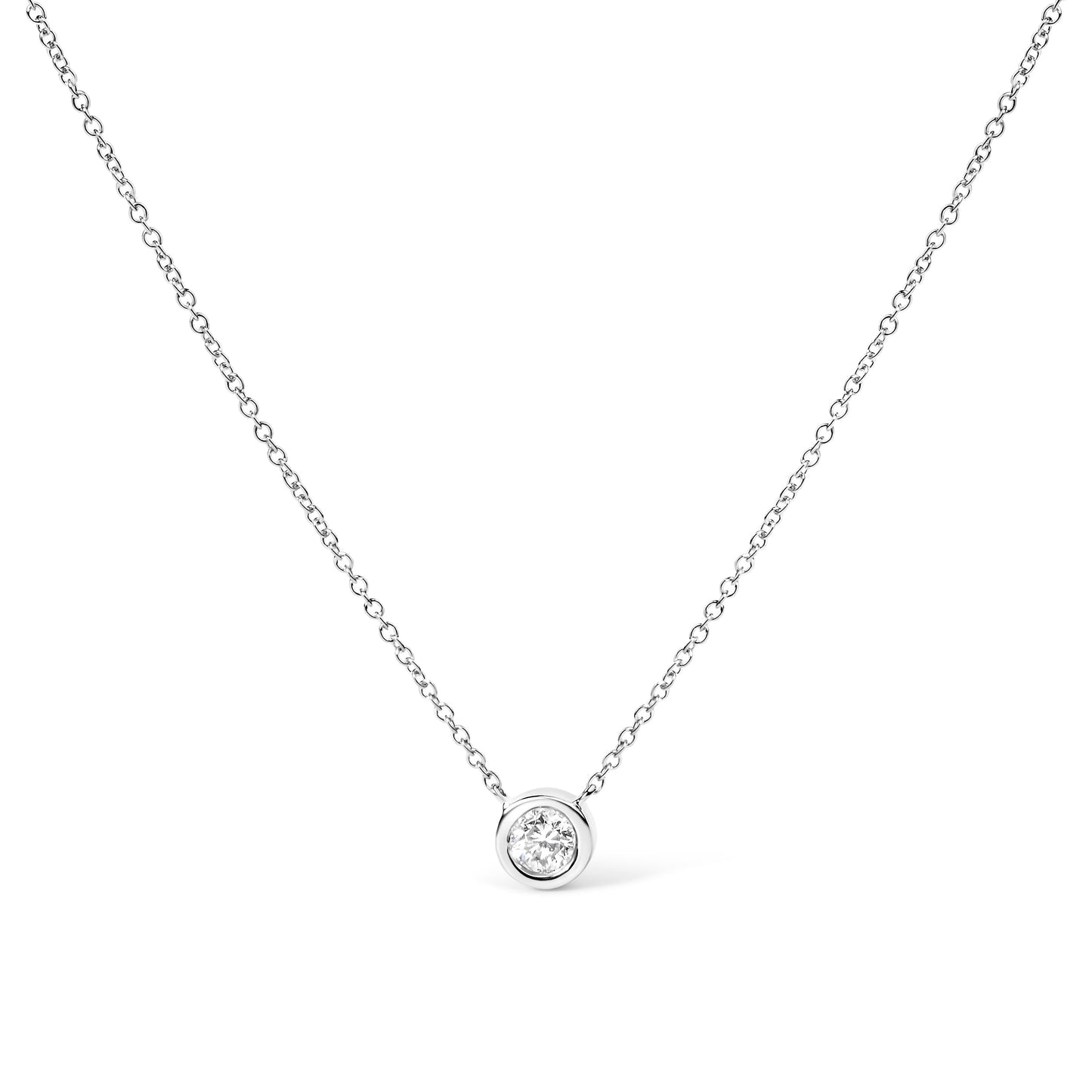 14K White Gold 1/2 Cttw Lab Grown Diamond Modern Bezel-Set Solitaire 16"-18" Pendant Necklace (F-G Color, VS2-SI1 Clarity) Bids.com
