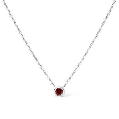 14K White Gold 1/2 Cttw Red Lab Grown Diamond Bezel-Set Solitaire 18" Pendant Necklace (Red Color, VS1-VS2 Clarity) Bids.com