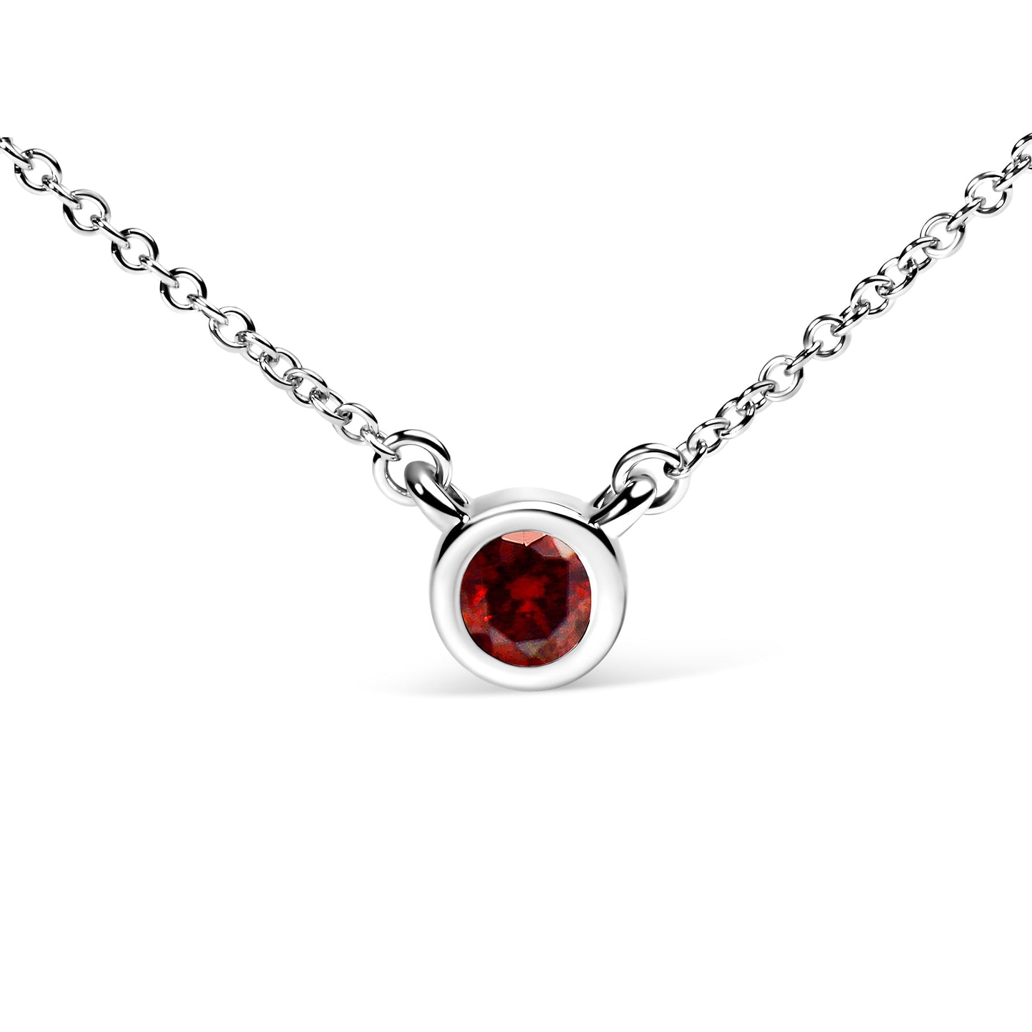 14K White Gold 1/2 Cttw Red Lab Grown Diamond Bezel-Set Solitaire 18" Pendant Necklace (Red Color, VS1-VS2 Clarity) Bids.com