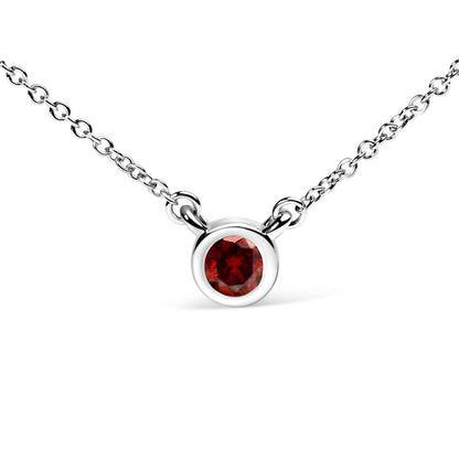 14K White Gold 1/2 Cttw Red Lab Grown Diamond Bezel-Set Solitaire 18" Pendant Necklace (Red Color, VS1-VS2 Clarity) Bids.com