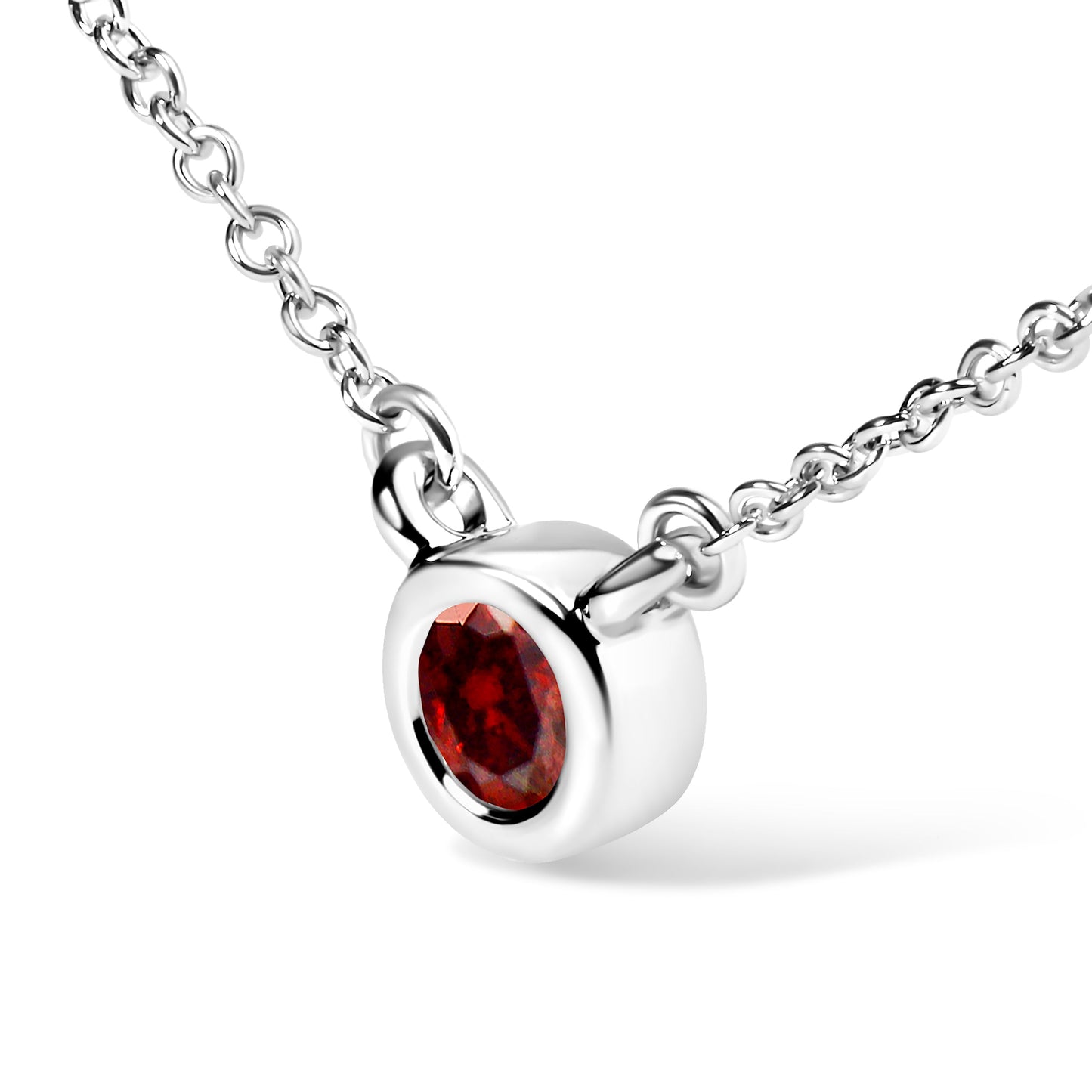 14K White Gold 1/2 Cttw Red Lab Grown Diamond Bezel-Set Solitaire 18" Pendant Necklace (Red Color, VS1-VS2 Clarity) Bids.com