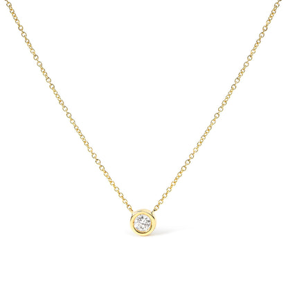 10K White Gold 1/10 Carat Round Brilliant-Cut Diamond Modern Bezel-Set Solitaire 16"-18" Pendant Necklace (H-I Color, SI2-I1 Clarity) Bids.com