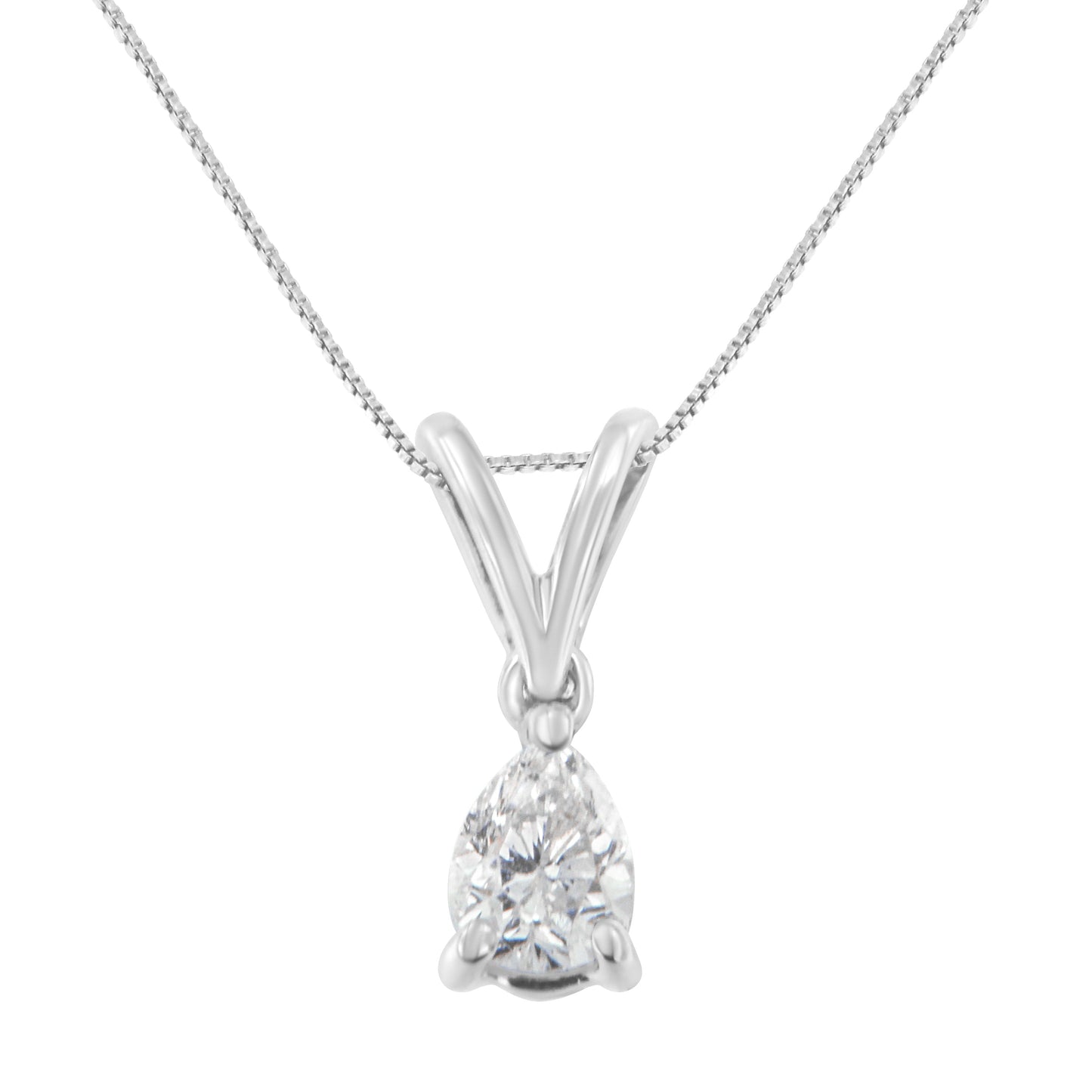10K White Gold 1/5 cttw Diamond Pear Pendant Necklace (H-I, SI1-SI2) Bids.com