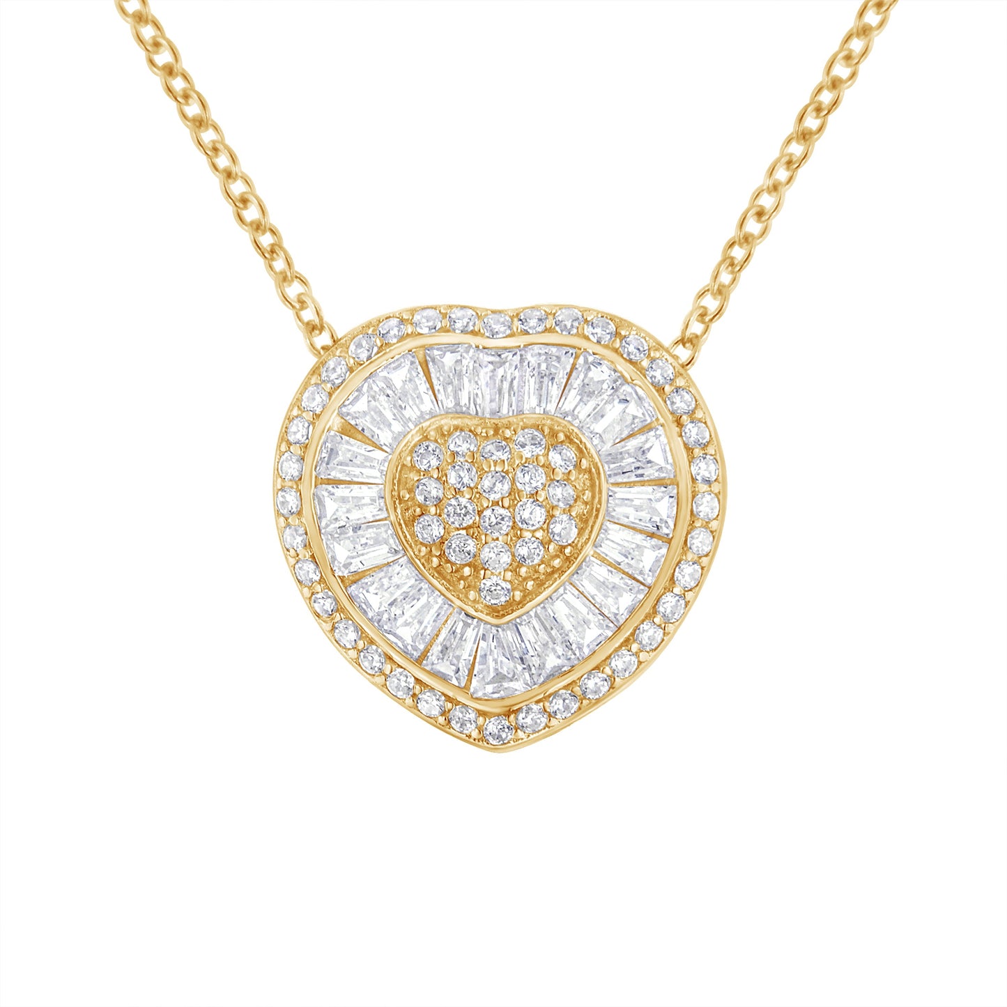 10KT Yellow Gold Diamond Heart Pendant Necklace (1/2 cttw, H-I Color, I1-I2 Clarity) Bids.com