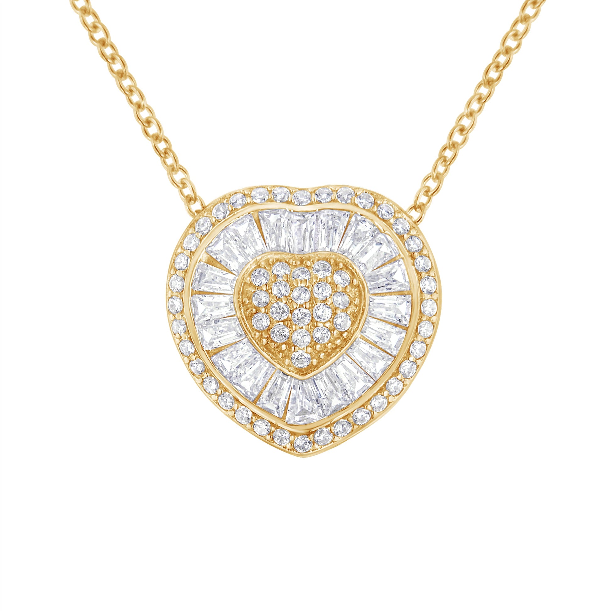 10KT Yellow Gold Diamond Heart Pendant Necklace (1/2 cttw, H-I Color, I1-I2 Clarity) Bids.com