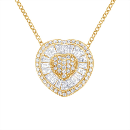 10KT Yellow Gold Diamond Heart Pendant Necklace (1/2 cttw, H-I Color, I1-I2 Clarity) Bids.com