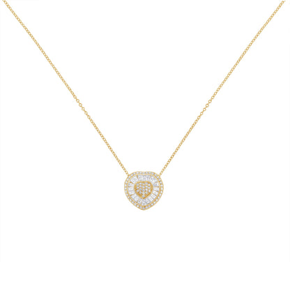 10KT Yellow Gold Diamond Heart Pendant Necklace (1/2 cttw, H-I Color, I1-I2 Clarity) Bids.com