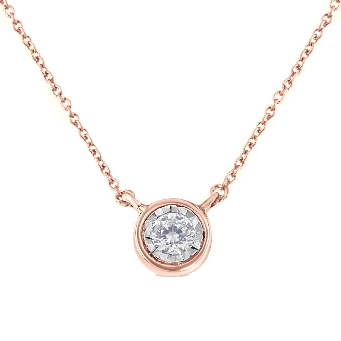 10K Yellow Gold 1/4 Cttw Round Brilliant-Cut Diamond Modern Bezel-Set Solitaire Pendant Necklace (J-K Color, I2-I3 Clarity) - 16" with 2" Extender Bids.com