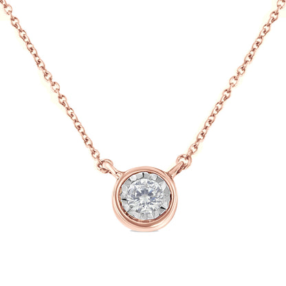 10K Yellow Gold 1/4 Cttw Round Brilliant-Cut Diamond Modern Bezel-Set Solitaire Pendant Necklace (J-K Color, I2-I3 Clarity) - 16" with 2" Extender Bids.com