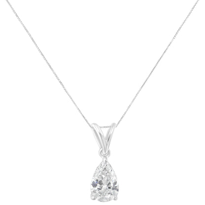 IGI certified 10K White Gold 1/2 cttw Diamond Pear Pendant Necklace (I-J, I1) Bids.com