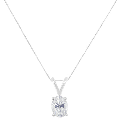 IGI Certified 10K White Gold 3/8 cttw Prong Set Diamond Oval Pendant Necklace (I-J Color, I1 Clarity) - Size 18" Bids.com