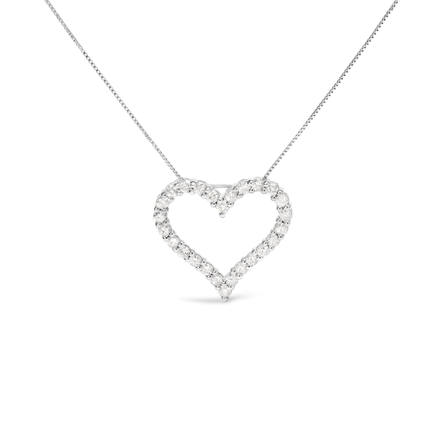 .925 Sterling Silver 2.0 Cttw Diamond Open Heart 18" Pendant Necklace (I-J Color, I2-I3 Clarity) Bids.com