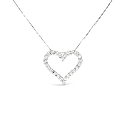 .925 Sterling Silver 2.0 Cttw Diamond Open Heart 18" Pendant Necklace (I-J Color, I2-I3 Clarity) Bids.com