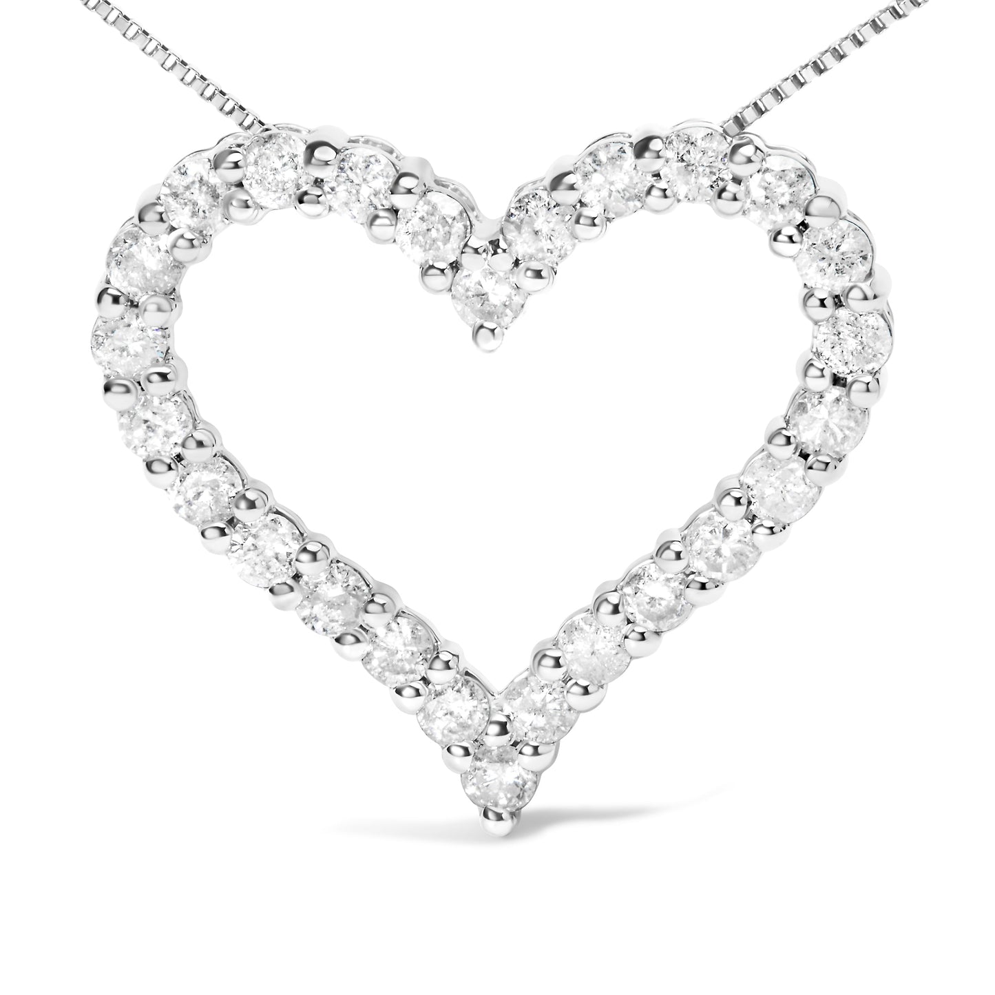 .925 Sterling Silver 2.0 Cttw Diamond Open Heart 18" Pendant Necklace (I-J Color, I2-I3 Clarity) Bids.com