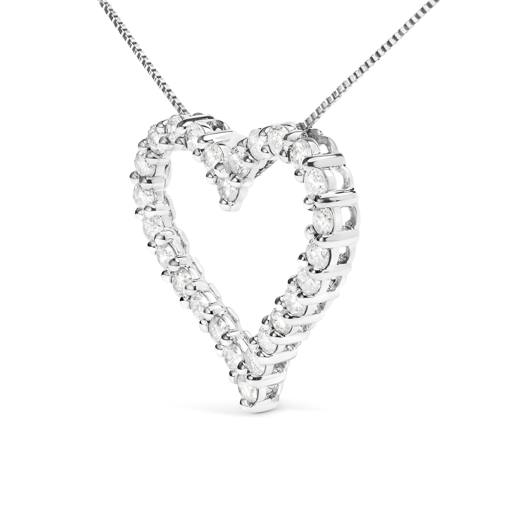 .925 Sterling Silver 2.0 Cttw Diamond Open Heart 18" Pendant Necklace (I-J Color, I2-I3 Clarity) Bids.com