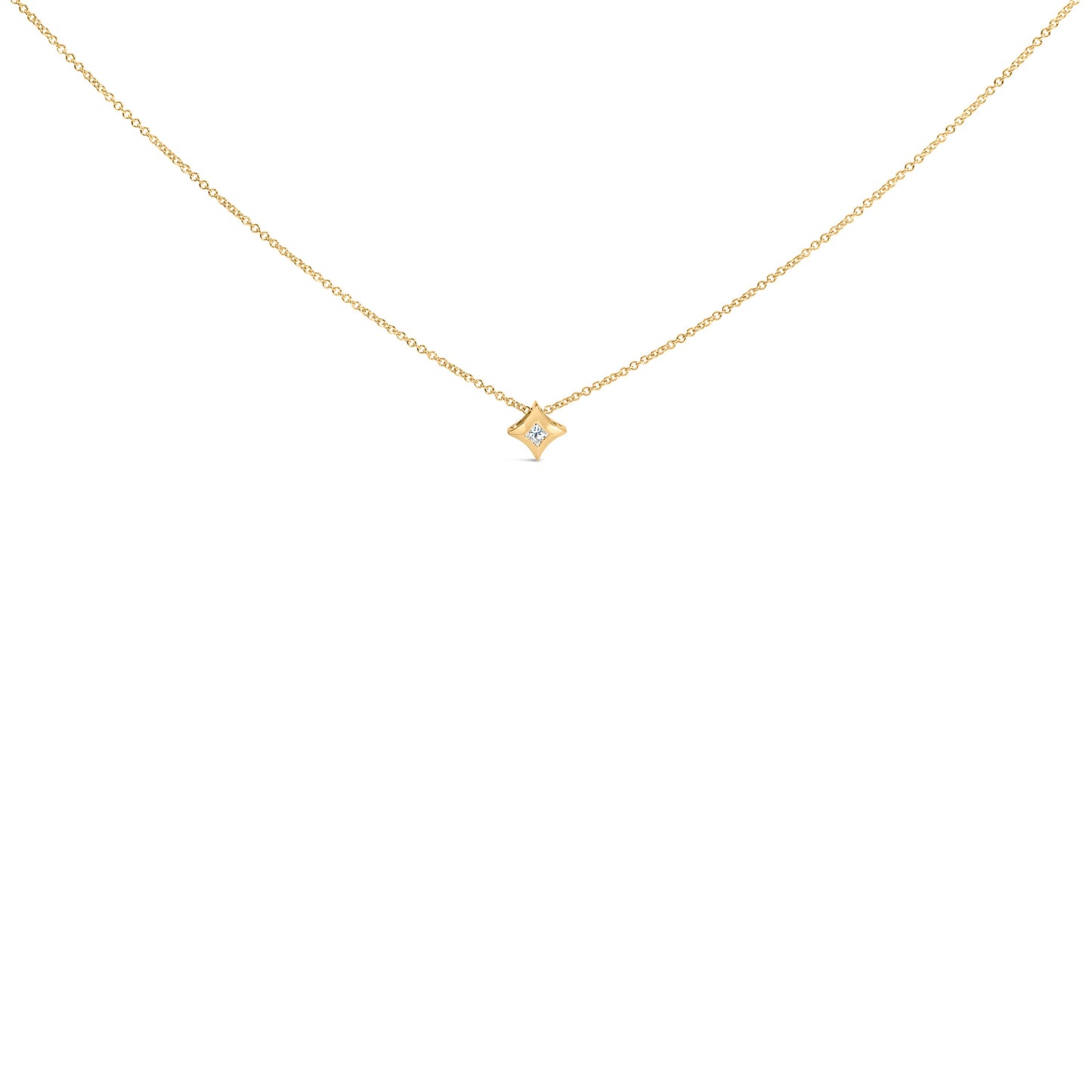 10K White Gold 1/10 Cttw Bezel Set Solitaire Princess Cut Diamond Kite Shaped Pendent Necklace - 18" Inches Bids.com