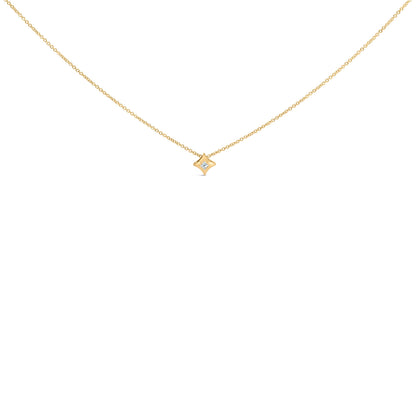 10K White Gold 1/10 Cttw Bezel Set Solitaire Princess Cut Diamond Kite Shaped Pendent Necklace - 18" Inches Bids.com