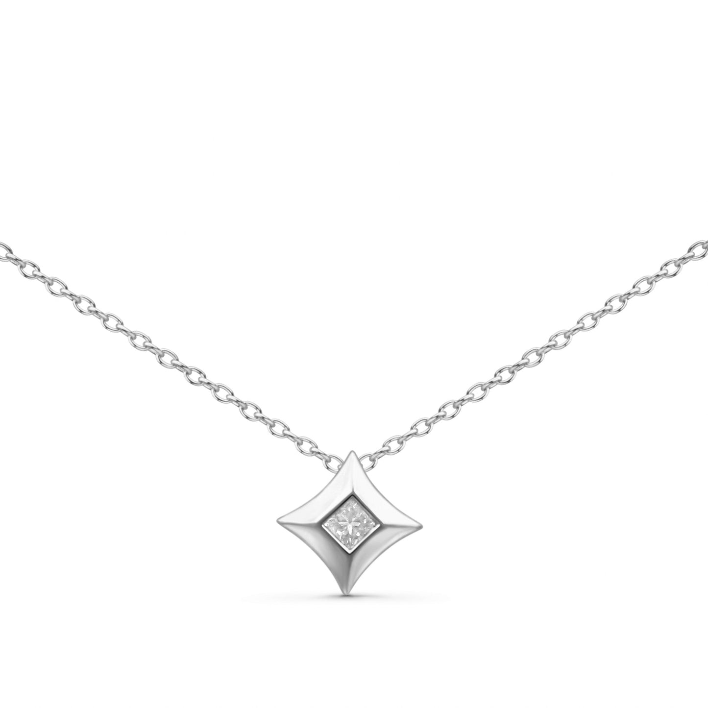 10K Yellow Gold 1/5 Cttw Bezel Set Princess Diamond Kite Shaped Solitaire Pendent Necklace Bids.com