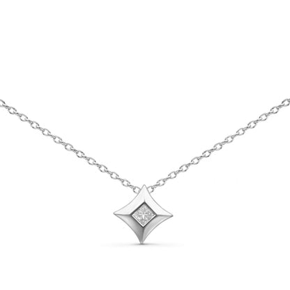 10K Yellow Gold 1/5 Cttw Bezel Set Princess Diamond Kite Shaped Solitaire Pendent Necklace Bids.com