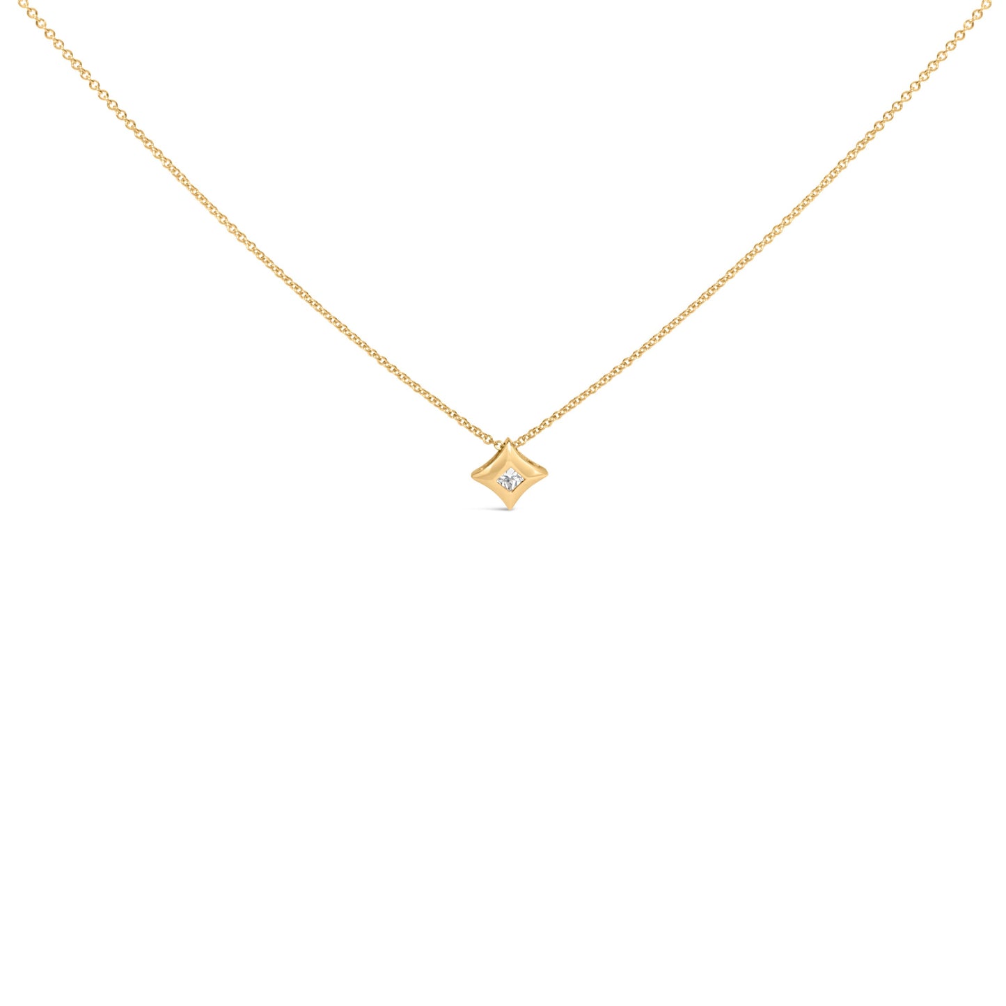 10K Yellow Gold 1/5 Cttw Bezel Set Princess Diamond Kite Shaped Solitaire Pendent Necklace Bids.com