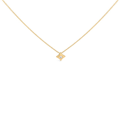 10K Yellow Gold 1/5 Cttw Bezel Set Princess Diamond Kite Shaped Solitaire Pendent Necklace Bids.com