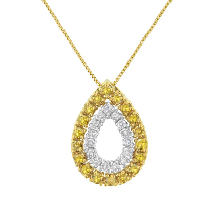 Yellow Gold Plated Sterling Silver Treated Yellow Diamond Pear Shape Pendant Necklace (1/2 cttw, Yellow Color, I2-I3 Clarity) Bids.com