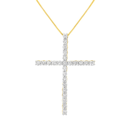 .925 Sterling Silver 2 1/2 cttw Diamond Cross Pendant Necklace (H-I, I2-I3) Bids.com