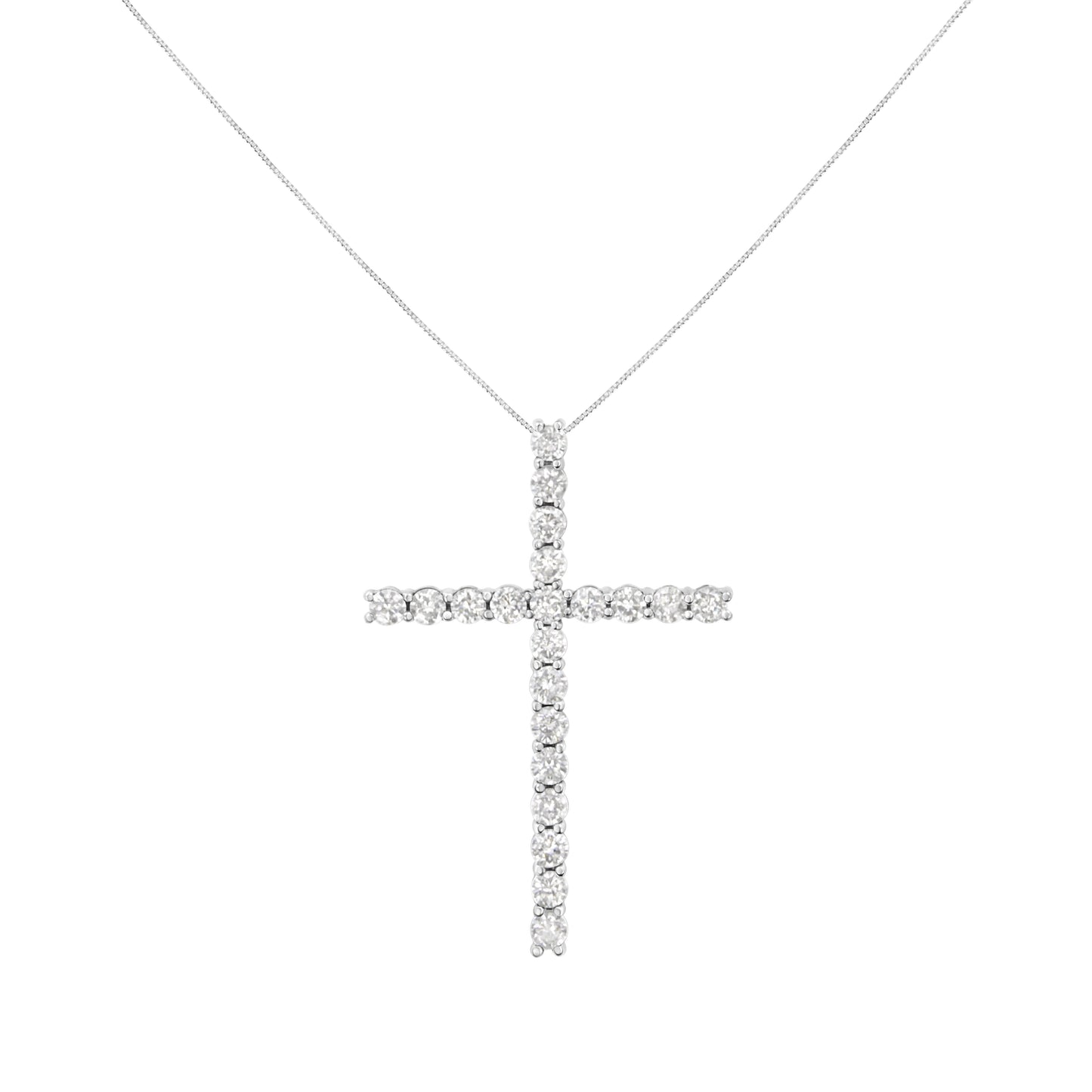 .925 Sterling Silver 4.0 Cttw Diamond 2-1/4" Cross Pendant with Box Chain Necklace (I-J Color, I1-I2 Clarity) - 18" Bids.com