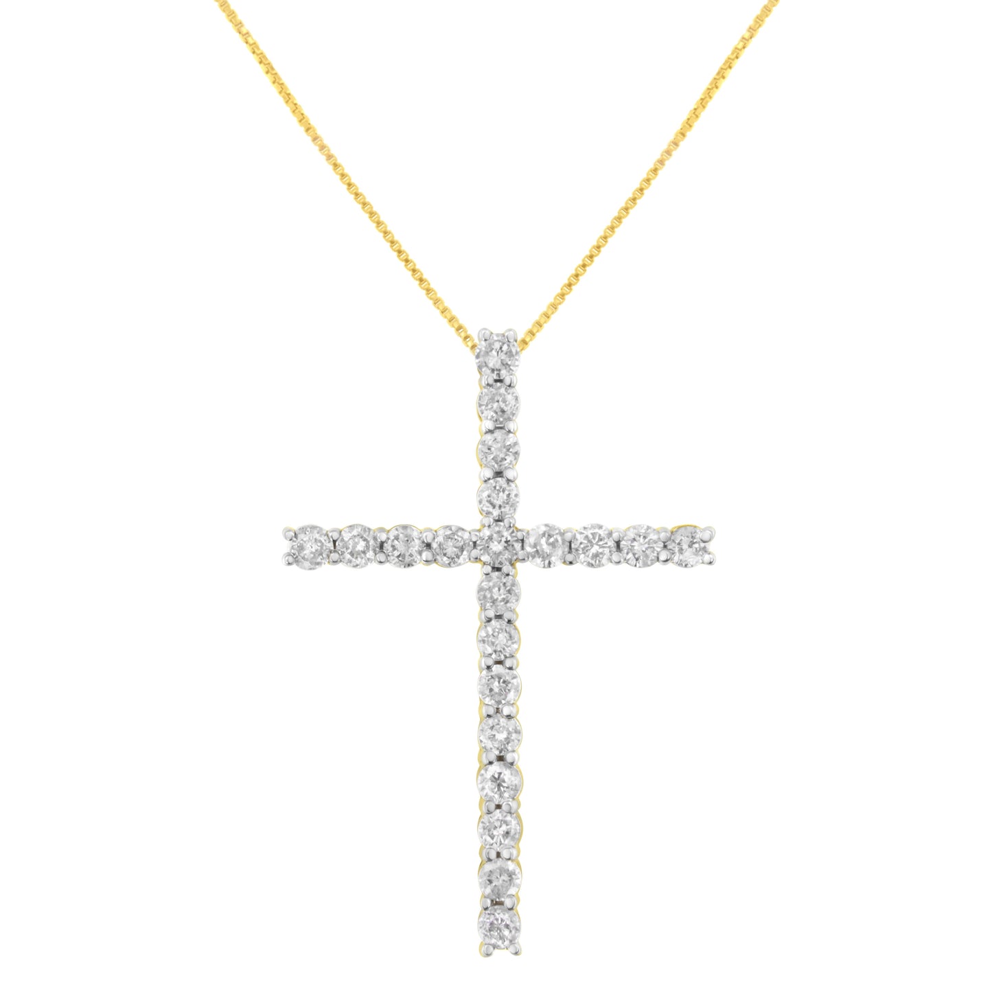 10K Yellow Gold Plated .925 Sterling Silver 4.0 Cttw Round Cut Diamond Cross Pendant Necklace (J-K Color, I1-I2 Clarity) - 18" Bids.com