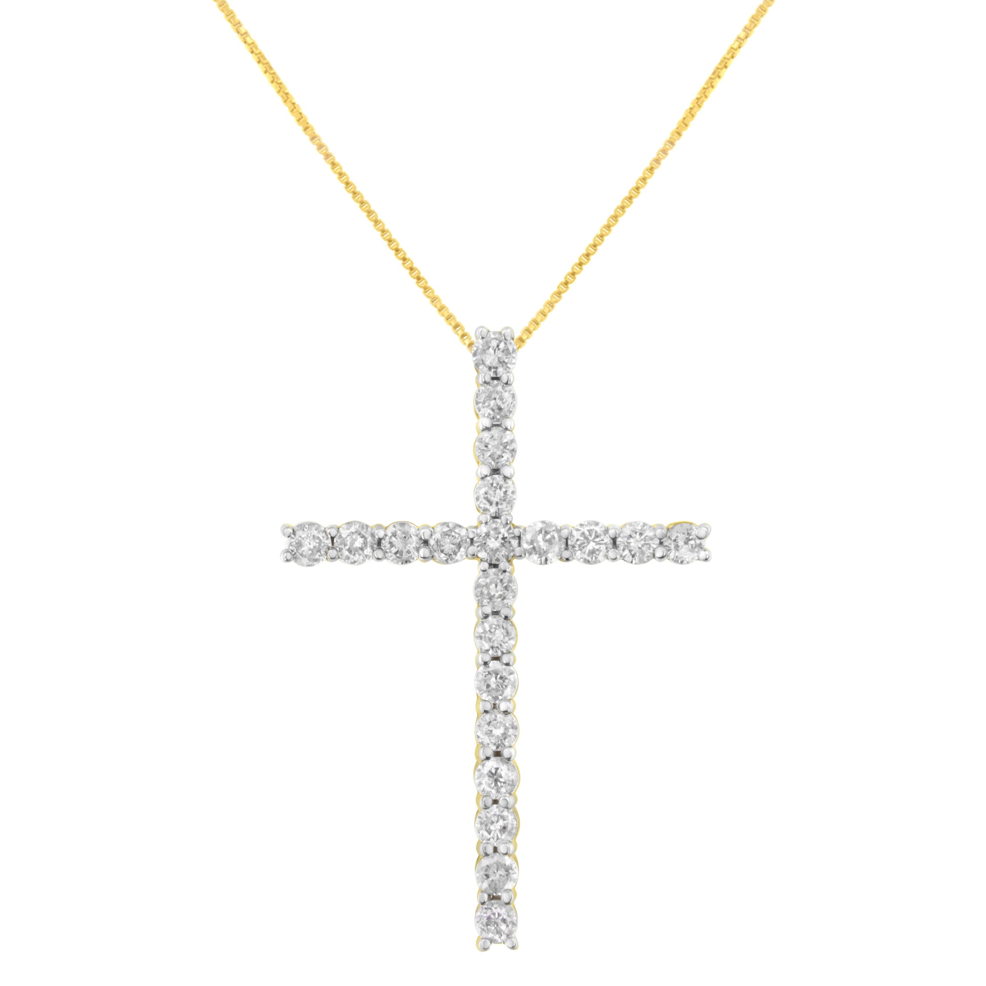 10K Yellow Gold Plated .925 Sterling Silver 4.0 Cttw Round Cut Diamond Cross Pendant Necklace (J-K Color, I1-I2 Clarity) - 18" Bids.com