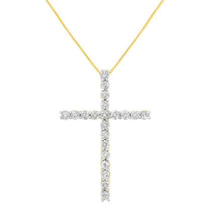 10K Yellow Gold Plated .925 Sterling Silver 4.0 Cttw Round Cut Diamond Cross Pendant Necklace (J-K Color, I1-I2 Clarity) - 18" Bids.com