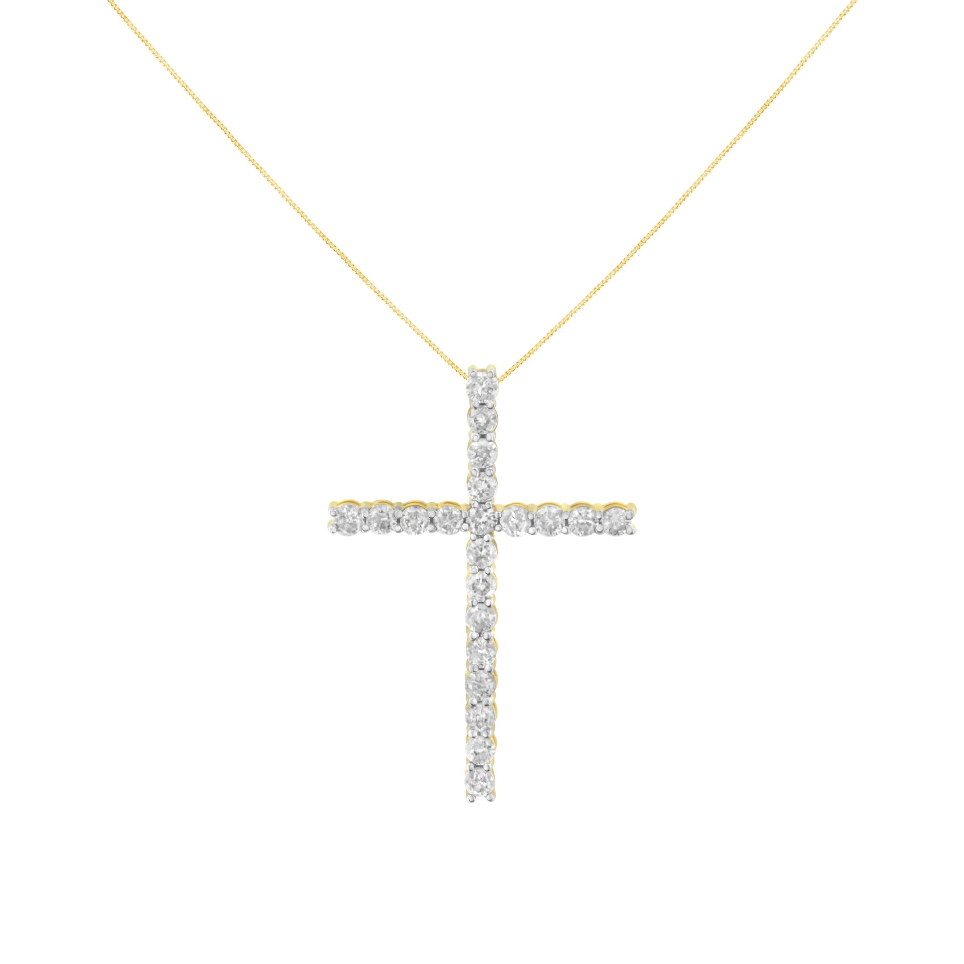 10K Yellow Gold Plated .925 Sterling Silver 4.0 Cttw Round Cut Diamond Cross Pendant Necklace (J-K Color, I1-I2 Clarity) - 18" Bids.com