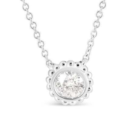 10K White Gold 1/2 Cttw Bezel Set Round Diamond Sunflower Finish 18" Pendant Necklace (I-J Color, I1-I2 Clarity) Bids.com