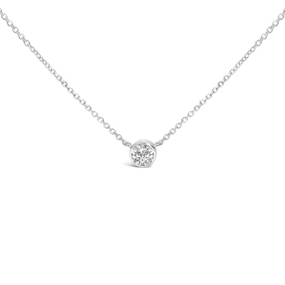 14K White Gold 1.00 Cttw Bezel Set Round Lab-Grown Diamond Solitaire 18" Pendant Necklace (F-G Color, VS1-VS2 Clarity) Bids.com