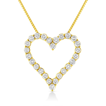 14K Yellow Gold Plated .925 Sterling Silver 2.00 Cttw Shared Prong-Set Round Brilliant-Cut Diamond Open Heart 18" Pendant Necklace (K-L Color, I2-I3 Clarity) Bids.com
