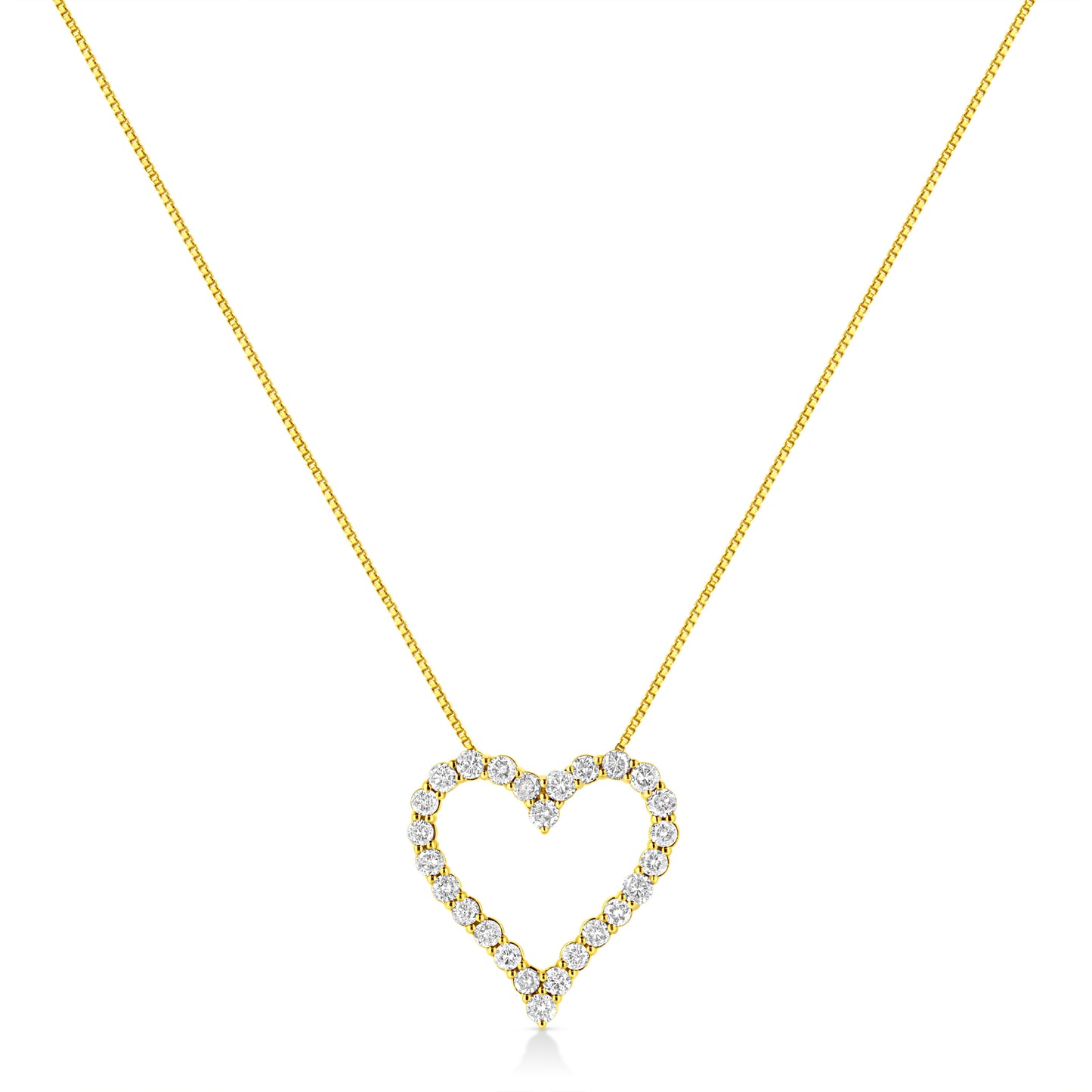 14K Yellow Gold Plated .925 Sterling Silver 2.00 Cttw Shared Prong-Set Round Brilliant-Cut Diamond Open Heart 18" Pendant Necklace (K-L Color, I2-I3 Clarity) Bids.com