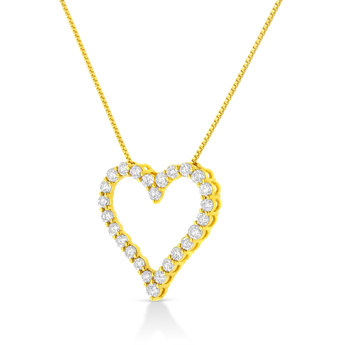 14K Yellow Gold Plated .925 Sterling Silver 2.00 Cttw Shared Prong-Set Round Brilliant-Cut Diamond Open Heart 18" Pendant Necklace (K-L Color, I2-I3 Clarity) Bids.com