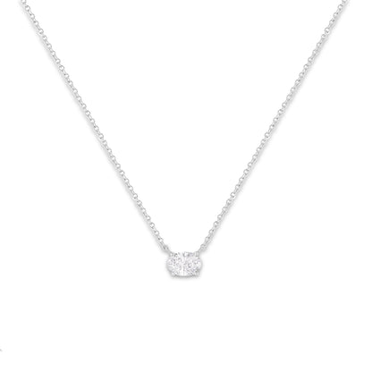 IGI Certified 14k White Gold 1/2 cttw Lab Grown Oval Shape Solitaire Diamond East West 18" Pendant Necklace (E-F Color, VS1-VS2 Clarity) Bids.com