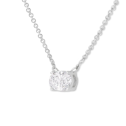 IGI Certified 14k White Gold 1/2 cttw Lab Grown Oval Shape Solitaire Diamond East West 18" Pendant Necklace (E-F Color, VS1-VS2 Clarity) Bids.com