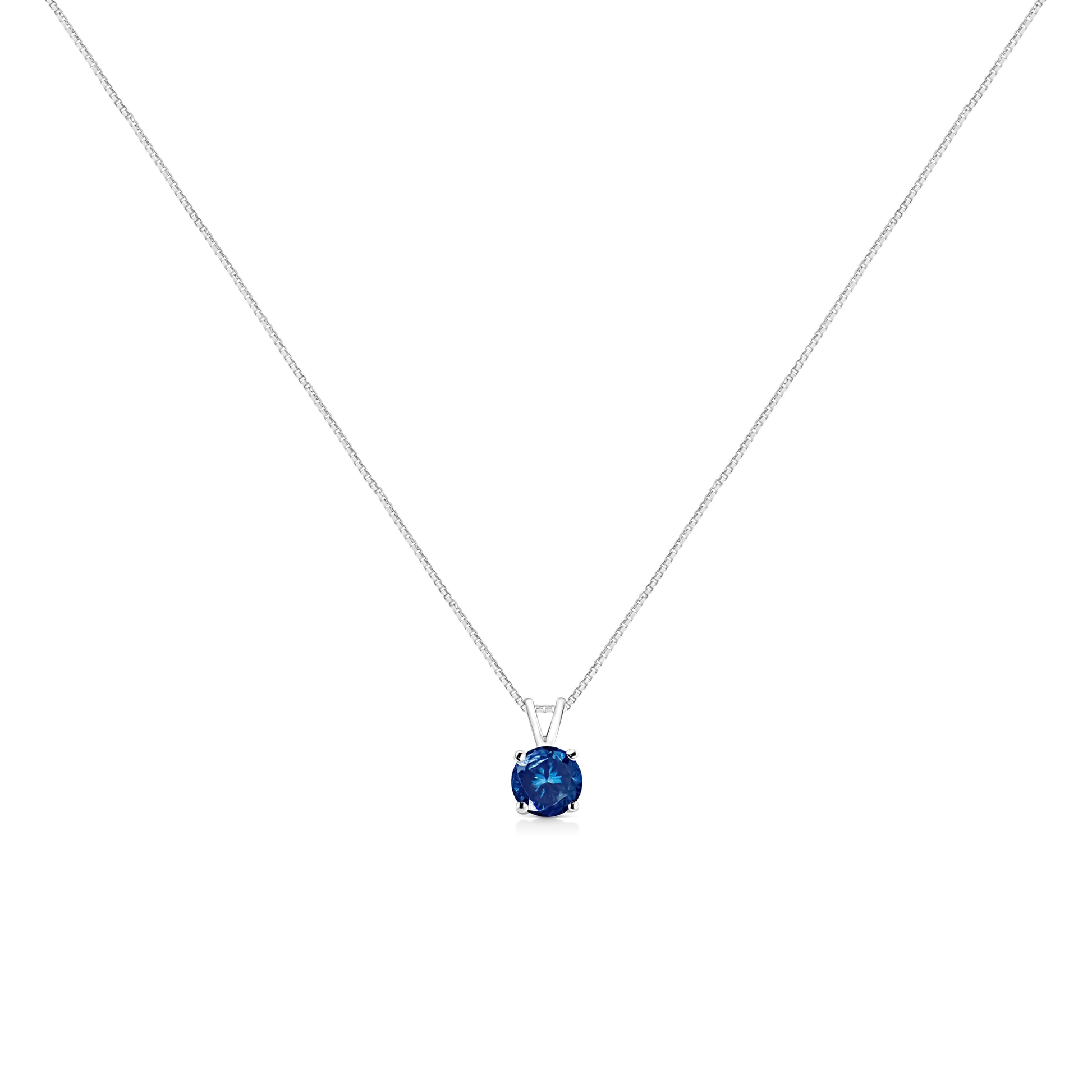 10K White Gold 1/4 Cttw Round Brilliant Cut Lab Grown Blue Diamond 4-Prong Solitaire Pendant Necklace (Blue Color, VS2-SI1 Clarity) - 18" Bids.com