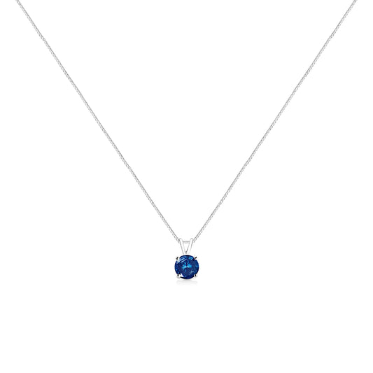 10K White Gold 1/4 Cttw Round Brilliant Cut Lab Grown Blue Diamond 4-Prong Solitaire Pendant Necklace (Blue Color, VS2-SI1 Clarity) - 18" Bids.com