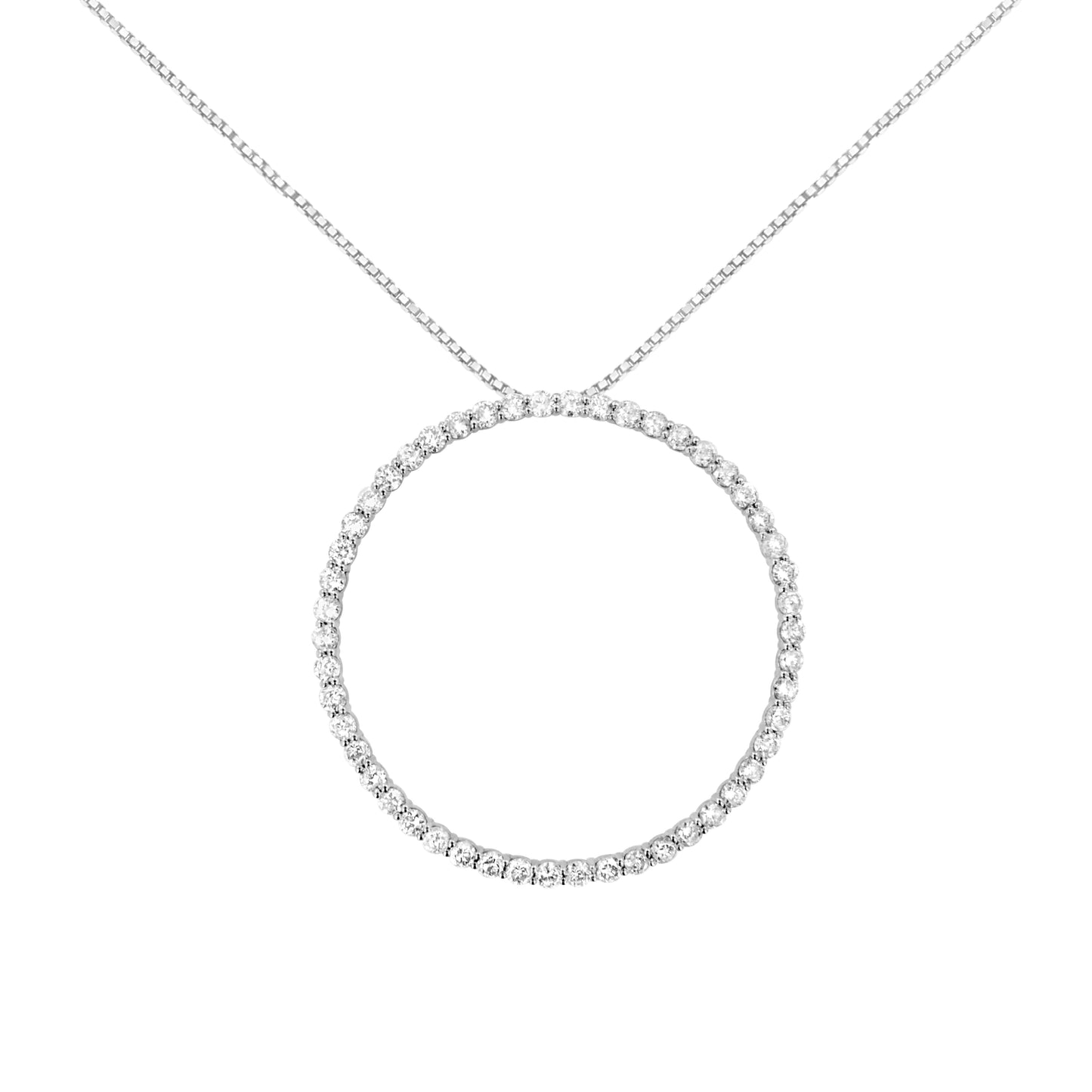 .925 Sterling Silver 4 cttw Prong Set, Round-Cut Diamond Open Circle Hoop 18" Pendant Necklace (J-K Color, I1-I2 Clarity) Bids.com