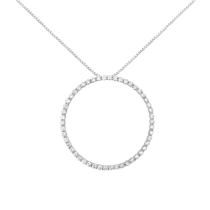 .925 Sterling Silver 4 cttw Prong Set, Round-Cut Diamond Open Circle Hoop 18" Pendant Necklace (J-K Color, I1-I2 Clarity) Bids.com