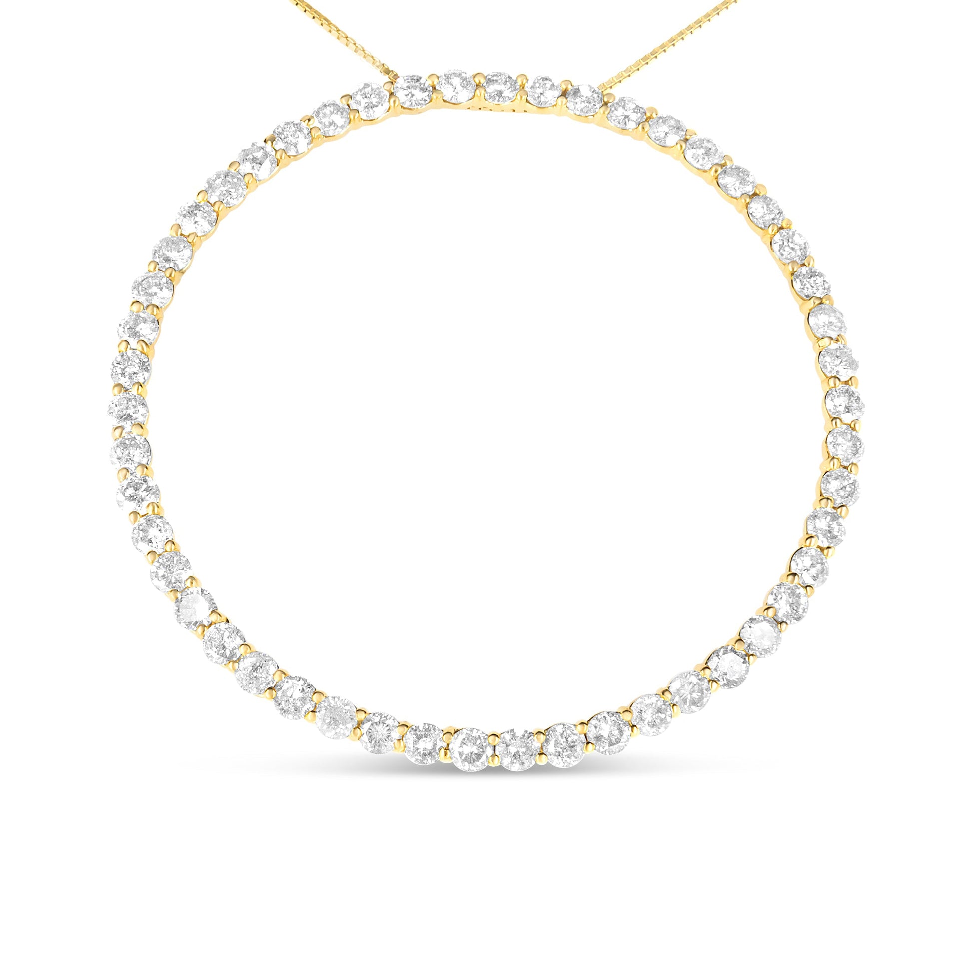 10K Yellow Gold Plated .925 Sterling Silver 4 Cttw Diamond Circle Hoop 18" Pendant Necklace (J-K Color, I1-I2 Clarity) Bids.com