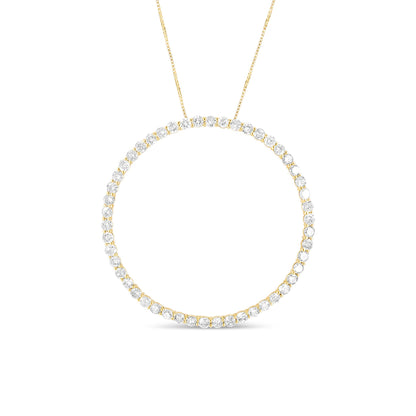 10K Yellow Gold Plated .925 Sterling Silver 4 Cttw Diamond Circle Hoop 18" Pendant Necklace (J-K Color, I1-I2 Clarity) Bids.com