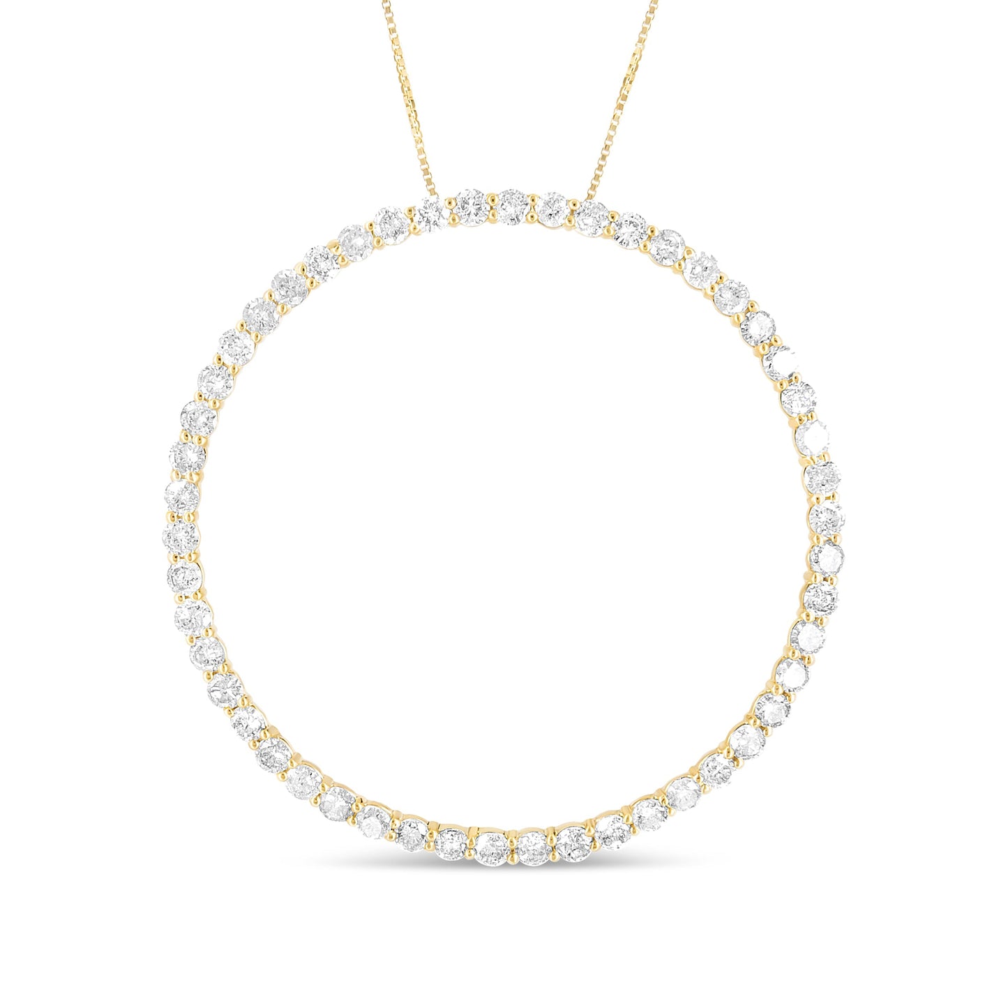 10K Yellow Gold Plated .925 Sterling Silver 4 Cttw Diamond Circle Hoop 18" Pendant Necklace (J-K Color, I1-I2 Clarity) Bids.com
