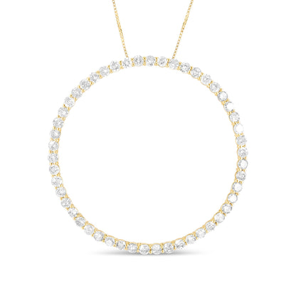 10K Yellow Gold Plated .925 Sterling Silver 4 Cttw Diamond Circle Hoop 18" Pendant Necklace (J-K Color, I1-I2 Clarity) Bids.com