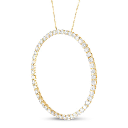 10K Yellow Gold Plated .925 Sterling Silver 4 Cttw Diamond Circle Hoop 18" Pendant Necklace (J-K Color, I1-I2 Clarity) Bids.com