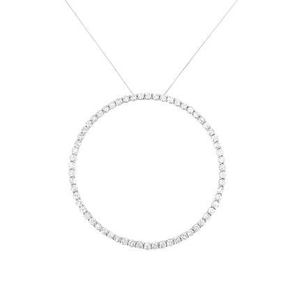 .925 Sterling Silver 5.0 Cttw Prong Set Round-cut Diamond Open Circle Hoop 18" Pendant Necklace (I-J Color, I2-I3 Clarity) Bids.com