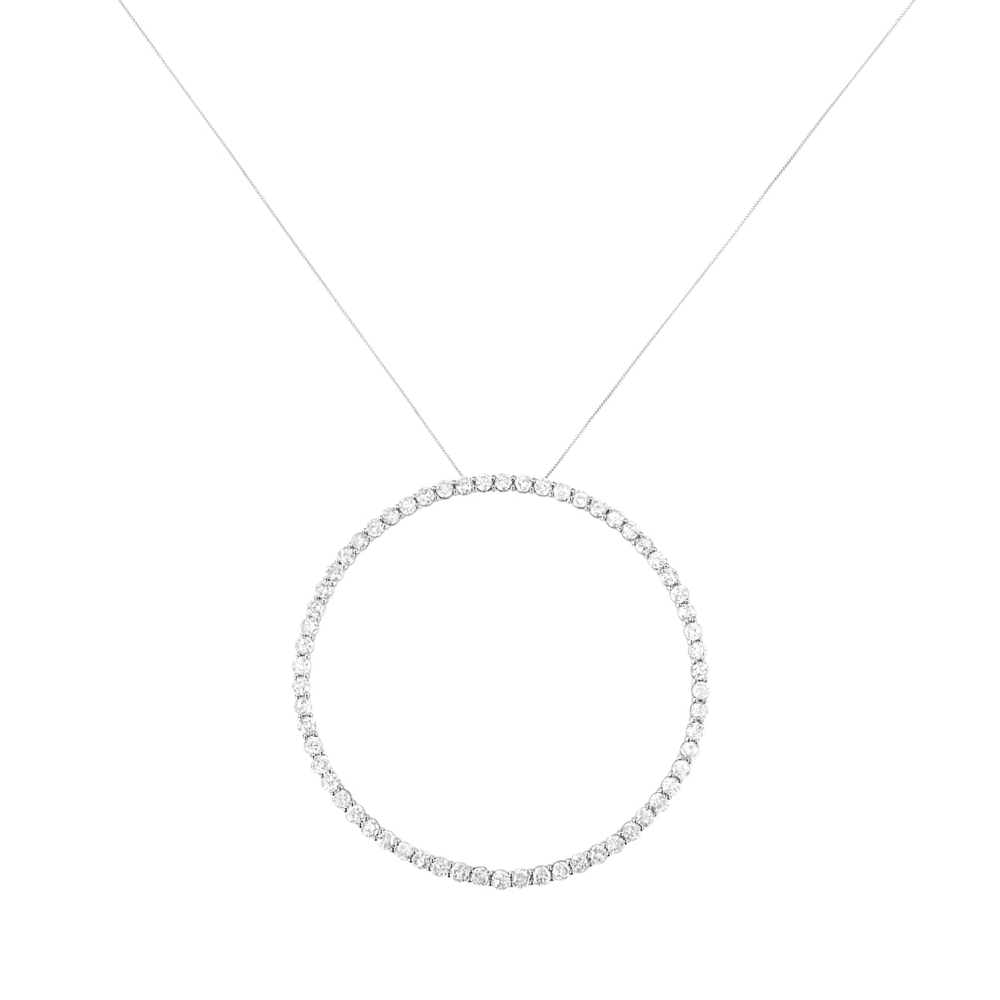.925 Sterling Silver 5.0 Cttw Prong Set Round-cut Diamond Open Circle Hoop 18" Pendant Necklace (I-J Color, I2-I3 Clarity) Bids.com